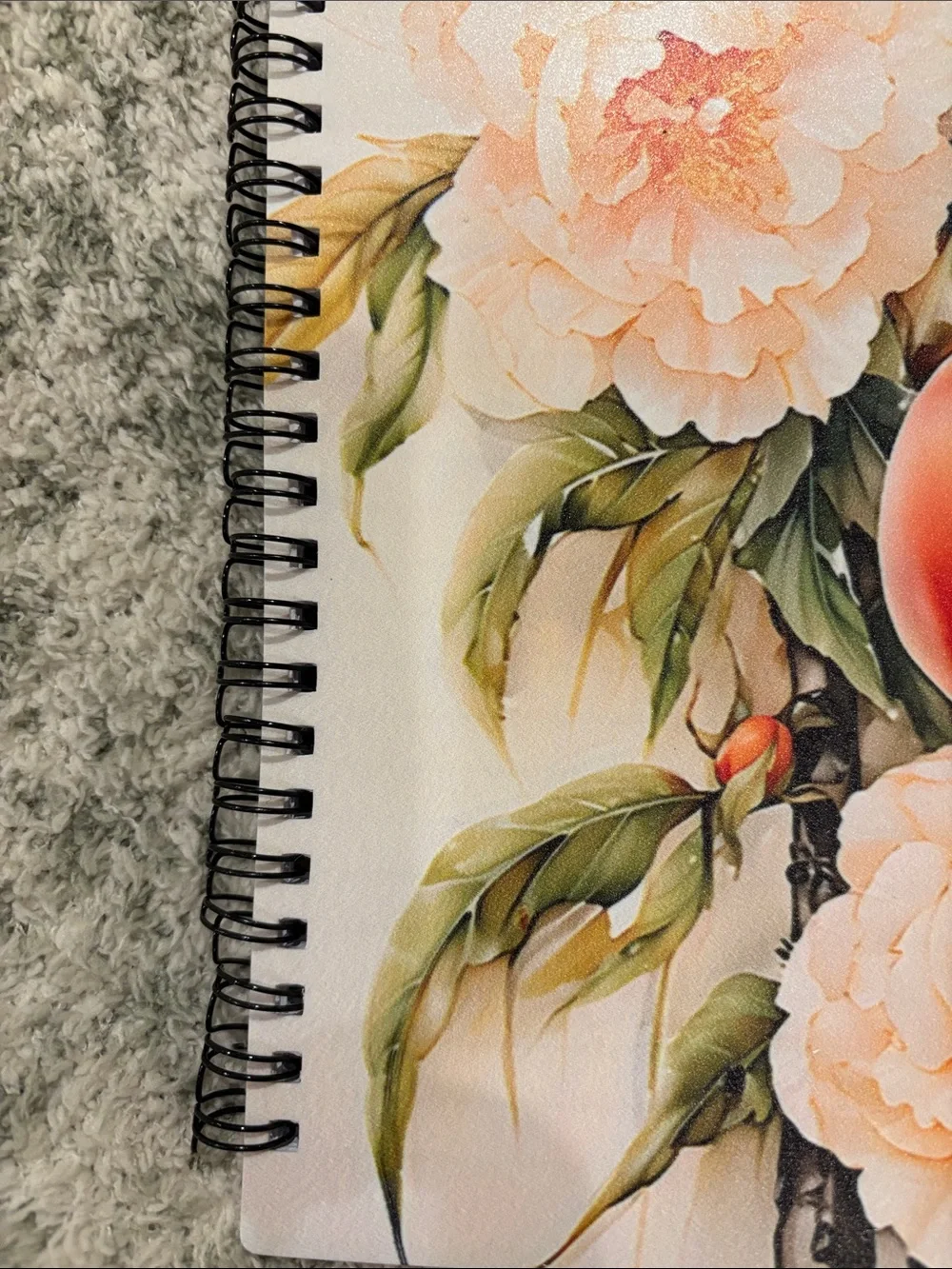Peach Floral Spiral Writers Journal Notebook NWT 6x8.5”